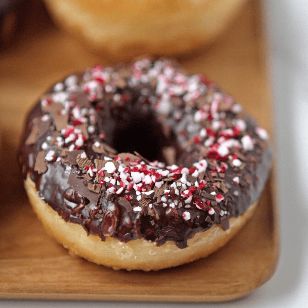 Experience Luxury in Every Bite: Chocolate Peppermint Candy Crush Donut Delight